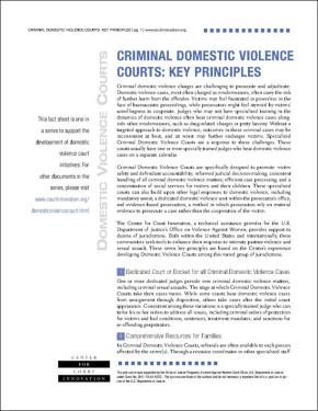 Criminal Domestic Violence Courts: Key Principles