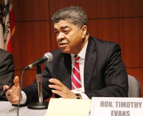 Chief Judge Timothy C. Evans of Cook County, Illinois, participates in a panel on "Minimizing the Collateral Consequences of Justice Involvement" at Community Justice 2014.