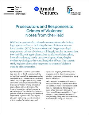 Cover image for Prosecutors and Responses to Crimes of Violence Notes from the Field