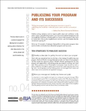 Publicizing Your Program and Its Successes