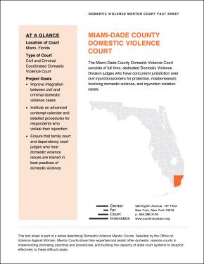 Domestic Violence Mentor Court Fact Sheet: Miami-Dade County, Florida Cover