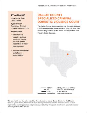Domestic Violence Mentor Court Fact Sheet: Dallas County, Texas Cover