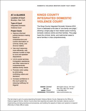 Domestic Violence Mentor Court Fact Sheet: Kings County, New York Cover