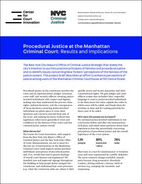 Procedural Justice at the Manhattan Criminal Court - Report Summary Cover