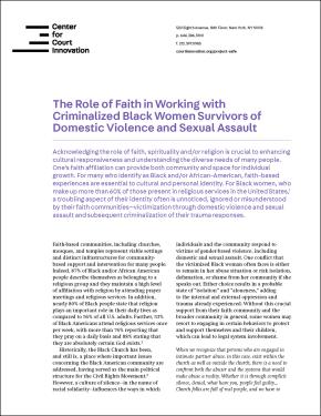COVER The Role of Faith in Working with Criminalized Black Women Survivors of Domestic Violence and Sexual Assault