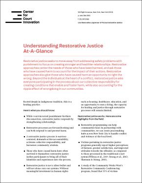 Restorative Justice at a Glance fact sheet COVER