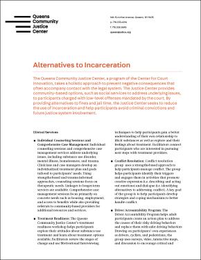 Fact Sheet: Alternatives to Incarceration at the Queens Community Justice Center COVER