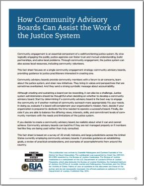 How Community Advisory Boards Can Assist the Work of the Justice System